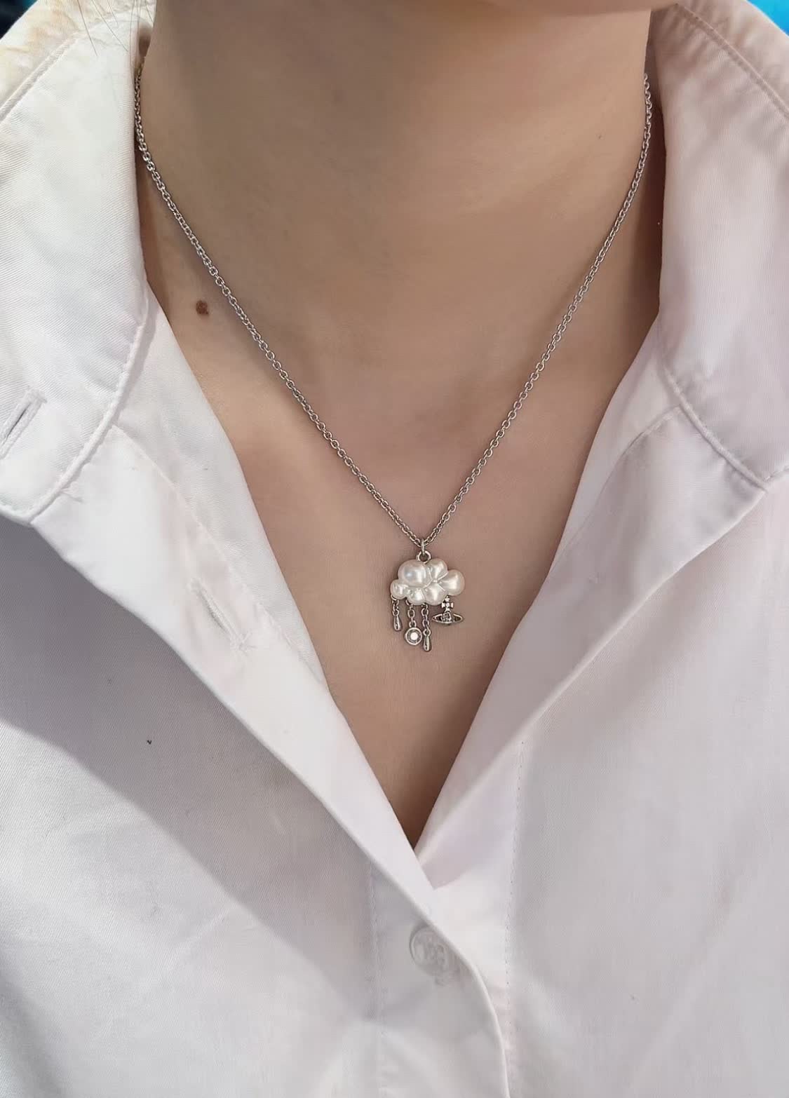 Vivienne Westwood Silver Cloud Pearl Necklace